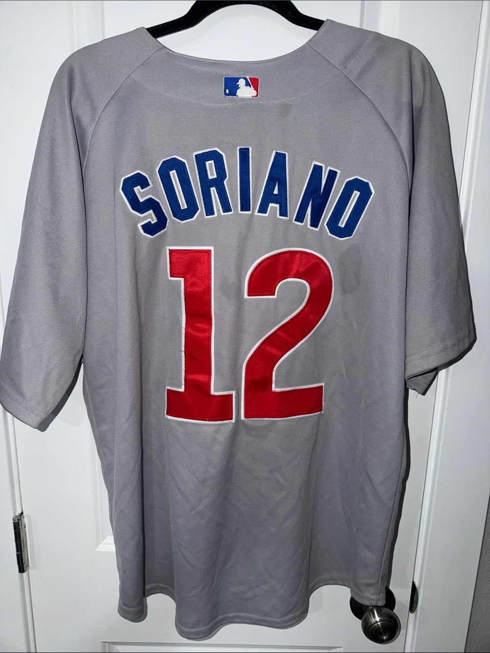 MLB Gray Soriano #12 Jersey with Red & Blue Lettering